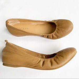 J. CREW Tan Camel Leather Ballet Flats 5.5